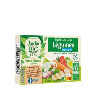 Jardin Bio Bouillon Cube Légumes sans Sel sans Gluten sans Lactose 72G